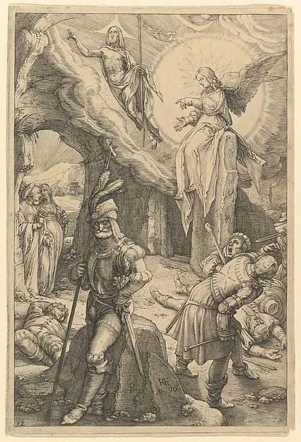 The Resurrection, from "The Passion of Christ" by Hendrick Goltzius depicting Matthew 28