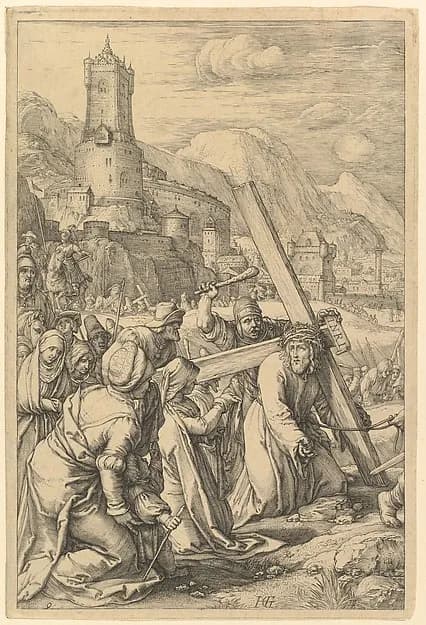 Christ Carrying the Cross, from "The Passion of Christ" by Hendrick Goltzius depicting Mark 15