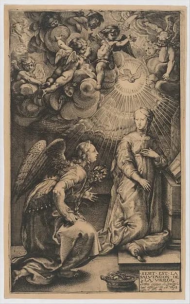 The Annunciation by Israël Crispin le Jeune depicting Luke 1