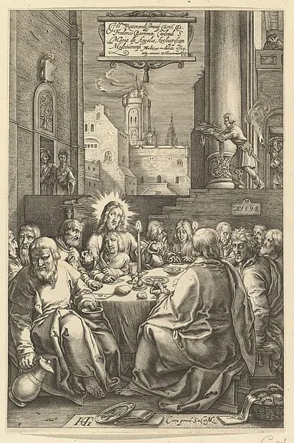 The Last Supper, from "The Passion of Christ" by Anonymous depicting Matthew 26