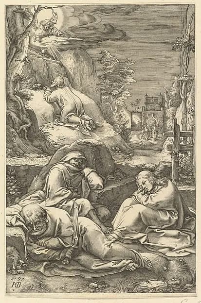 The Agony in the Garden, from "The Passion of Christ" by Anonymous depicting Matthew 26