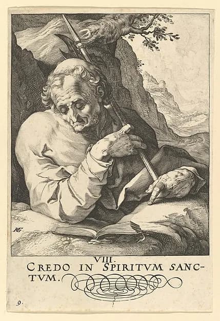 St. Matthew, from "Christ, the Apostles and St. Paul with the Creed" by Hendrick Goltzius depicting Matthew 1