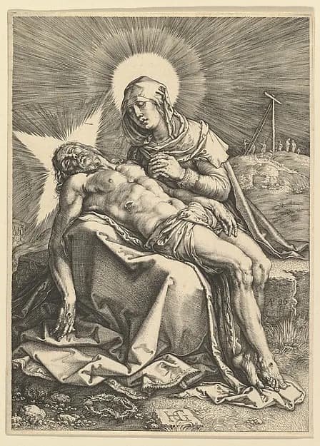 Pietà by Hendrick Goltzius depicting Luke 1