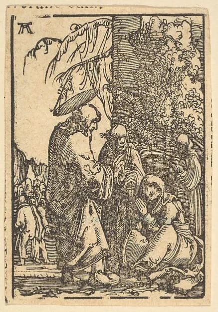 Christ Taking Leave of His Mother, from "The Fall and Salvation of Mankind Through the Life and Passion of Christ" by Albrecht Altdorfer depicting Luke 1
