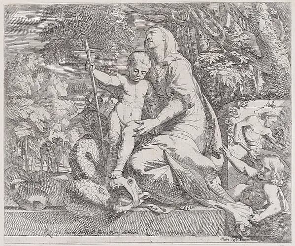 An allegory of the rest on the flight into egypt by Giovanni Cesare Testa depicting Matthew 2