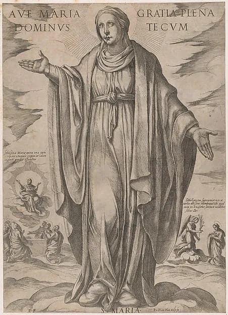 The Virgin, from "Christ, Mary and the Apostles" by Antonio Tempesta depicting Luke 1
