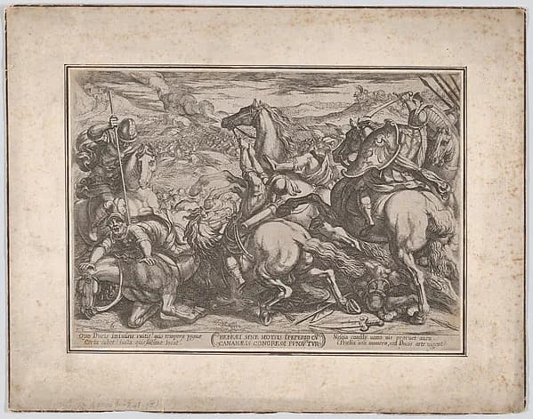 Plate 6: The Israelites Defeated by the Canaanites for Having Disobeyed Moses, from 'The Battles of the Old Testament' by Antonio Tempesta depicting Exodus 2