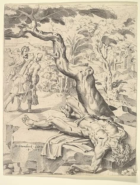 The Parable of the Good Samaritan by Maarten van Heemskerck depicting Luke 10