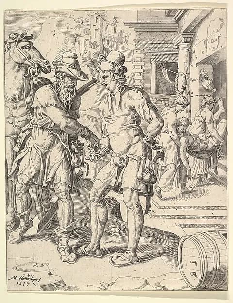 The Parable of the Good Samaritan by Maarten van Heemskerck depicting Luke 10