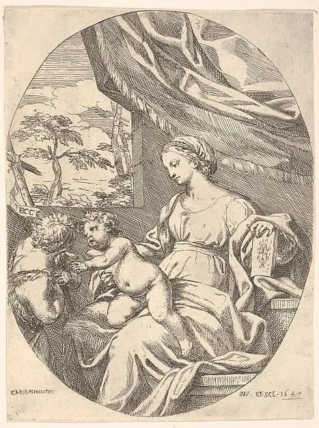 Seated Virgin and Child with Saint John the Baptist by Carlo Maratti depicting Matthew 3