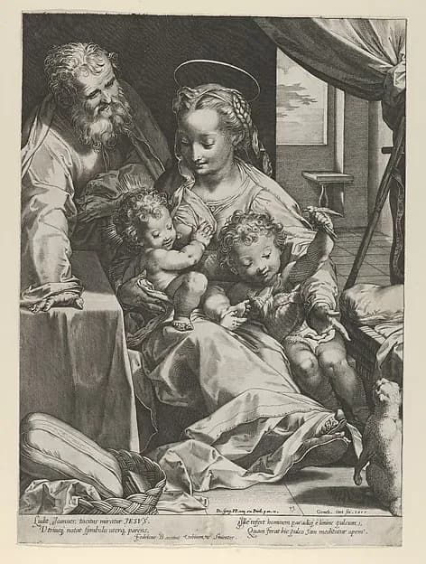 The Holy Family by Cornelis Cort depicting Luke 2