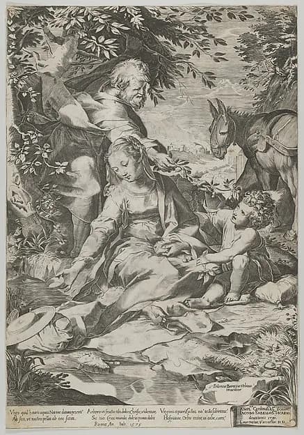 The Rest on the Return from Egypt by Cornelis Cort depicting Luke 1