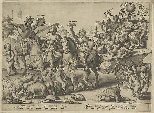 Childhood (Dawn), from "The Four Ages of Man and Death with the Last Judgment" by Hieronymus (Jerome) Wierix depicting Revelation 20