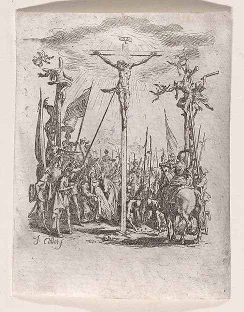 Jésus est Percé d'une Lance (Jesus is Pierced with a Spear), from "La Petite Passion" (The Little Passion) by Jacques Callot depicting John 1
