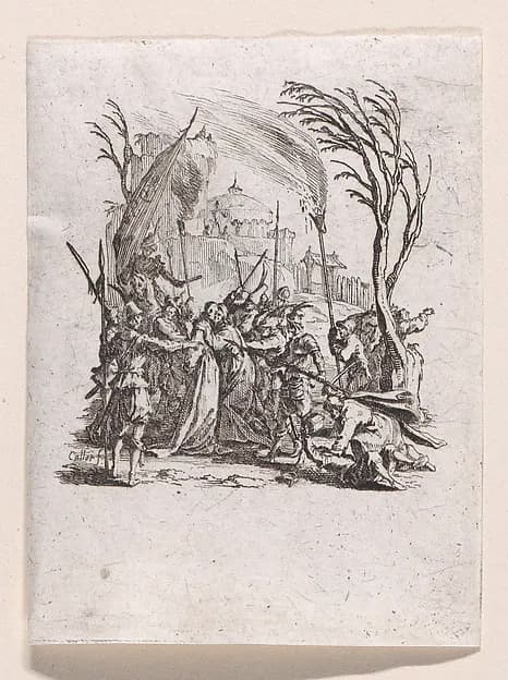 Jésus est Livré aux Juifs (Jesus is Delivered to the Jews), from "La Petite Passion" (The Little Passion) by Jacques Callot depicting John 1