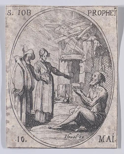 S. Job, prophète (St. Job, Prophet), May 10th, from "Les Images De Tous Les Saincts et Saintes de L'Année" (Images of All of the Saints and Religious Events of the Year) by Jacques Callot depicting Job 1