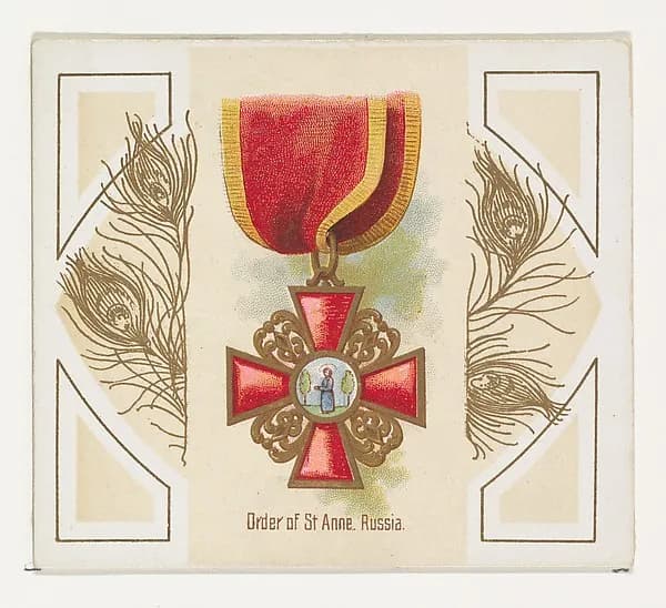 Order of Saint Anne, Russia, from the World's Decorations series (N44) for Allen & Ginter Cigarettes by Allen & Ginter depicting Luke 1