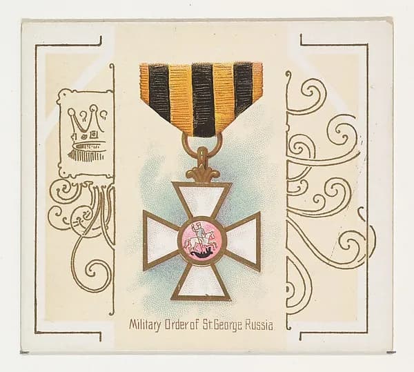 Military Order of Saint George, Russia, from the World's Decorations series (N44) for Allen & Ginter Cigarettes by Allen & Ginter depicting Revelation 12
