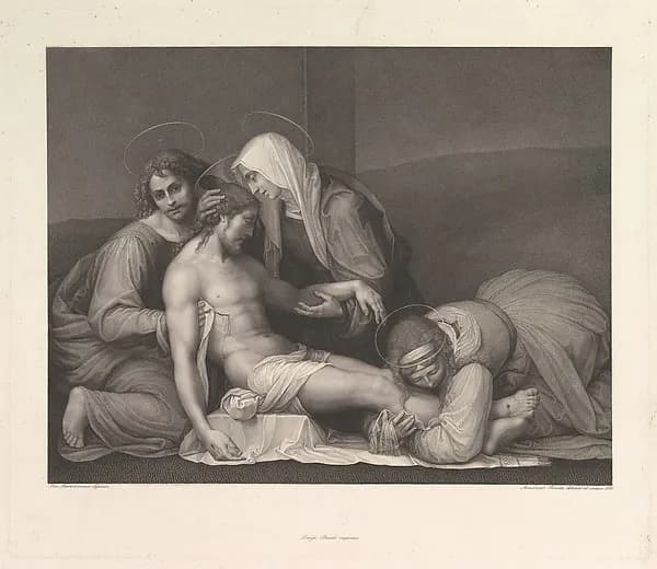 The Lamentation of Christ by Franz Anton Erich Moritz Steinla depicting Mark 15