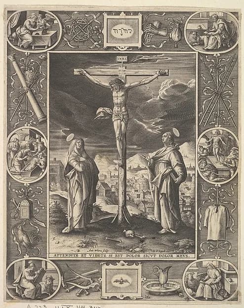 Christ on the Cross by Antonius Wierix, II depicting Matthew 27