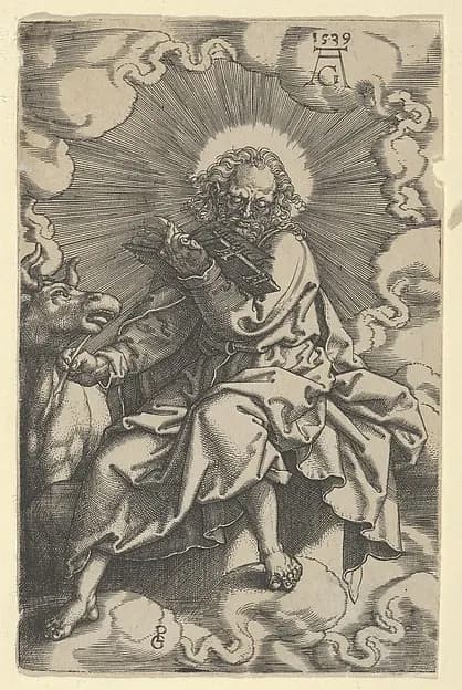 Saint Luke, from "The Four Evangelists" by Heinrich Aldegrever depicting Luke 1