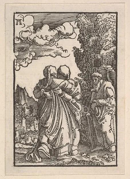 Visitation, from "The Fall and Salvation of Mankind Through the Life and Passion of Christ" by Albrecht Altdorfer depicting Luke 1