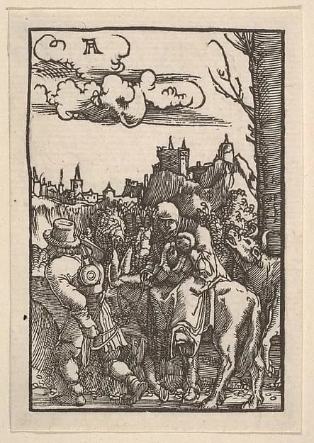 The Flight Into Egypt, from "The Fall and Salvation of Mankind Through the Life and Passion of Christ" by Albrecht Altdorfer depicting Matthew 2