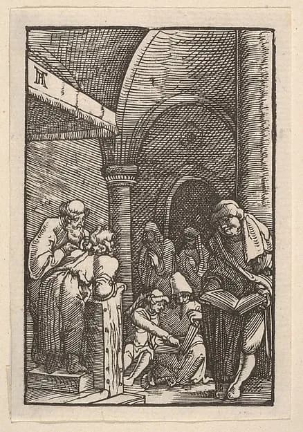 The Dispute in the Temple, from "The Fall and Salvation of Mankind Through the Life and Passion of Christ" by Albrecht Altdorfer depicting John 1
