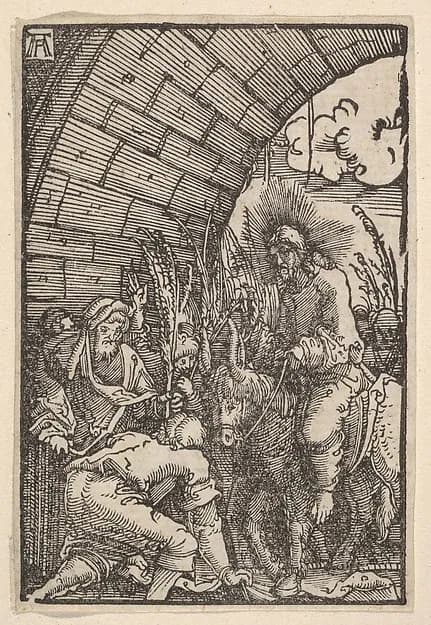 Entry into Jerusalem, from "The Fall and Salvation of Mankind Through the Life and Passion of Christ" by Albrecht Altdorfer depicting Matthew 21
