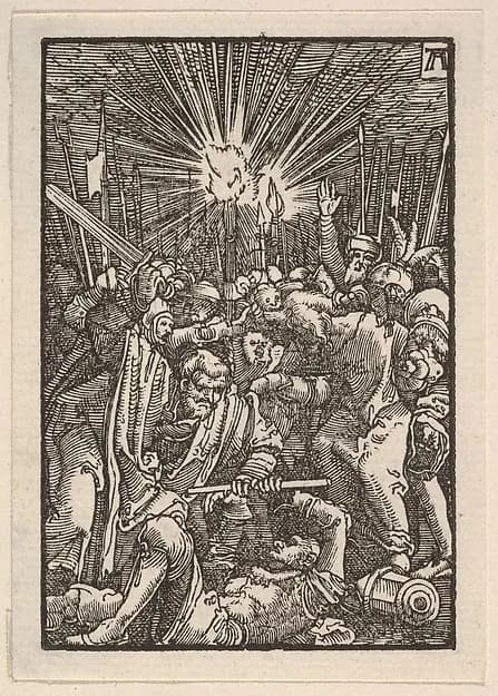 The Arrest of Christ, from "The Fall and Salvation of Mankind Through the Life and Passion of Christ" by Albrecht Altdorfer depicting Matthew 26