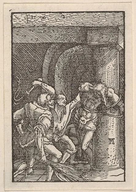 The Flagellation of Christ, from "The Fall and Salvation of Mankind Through the Life and Passion of Christ" by Albrecht Altdorfer depicting Matthew 27