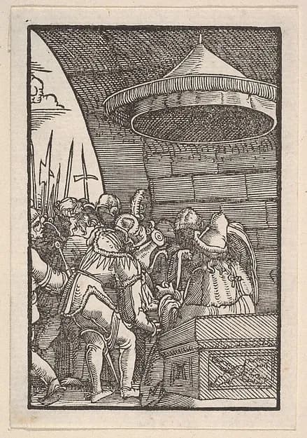 Pilate Washing His Hands, from "The Fall and Salvation of Mankind Through the Life and Passion of Christ" by Albrecht Altdorfer depicting John 1