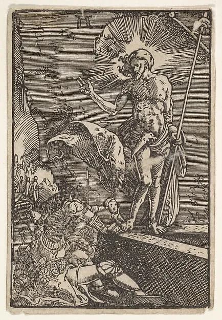 The Resurrection, from "The Fall and Salvation of Mankind Through the Life and Passion of Christ" by Albrecht Altdorfer depicting Matthew 28