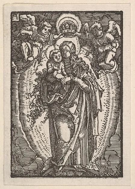 Virgin and Child on a Crescent, from "The Fall and Salvation of Mankind Through the Life and Passion of Christ" by Albrecht Altdorfer depicting Luke 2
