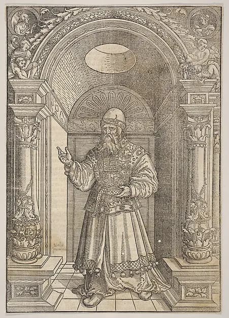 Aaron, from De Biblie uth der uthlegginge Doctoris Martini Luthers by Erhard Altdorfer depicting Exodus 28