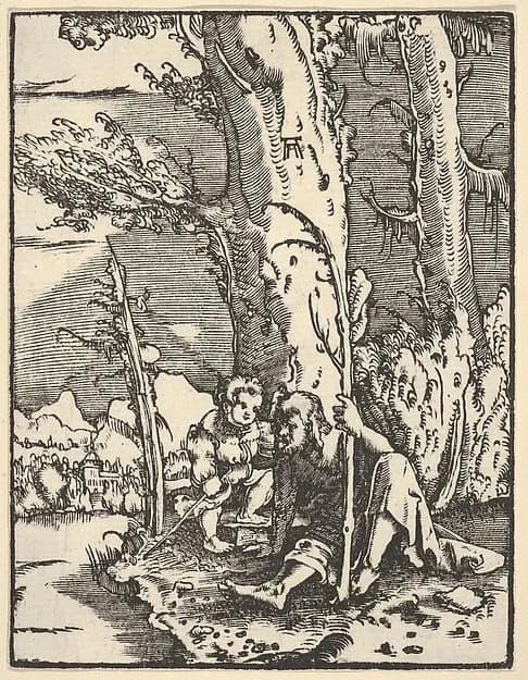 Saint Christopher Seated with the Infant Christ by Albrecht Altdorfer depicting John 1