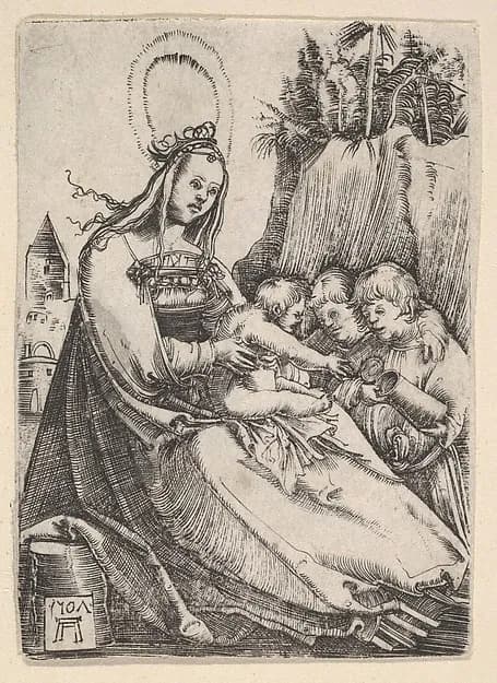 Virgin and Child with Two Boys by Albrecht Altdorfer depicting Luke 2