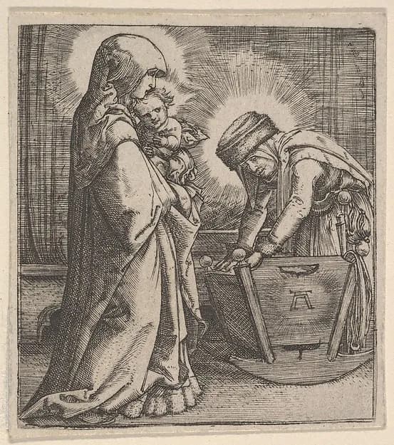Copy of The Virgin and Child with Saint Anne at the Cradle by Albrecht Altdorfer depicting Luke 1