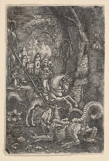 Saint George Killing the Dragon by Albrecht Altdorfer depicting Revelation 12