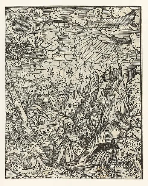 The Fire-Rain, plate 5 from "The Apocalypse" by Hans Burgkmair depicting Revelation 1