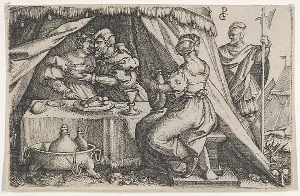 Judith and Holofernes Dining by Georg Pencz depicting Judith 13