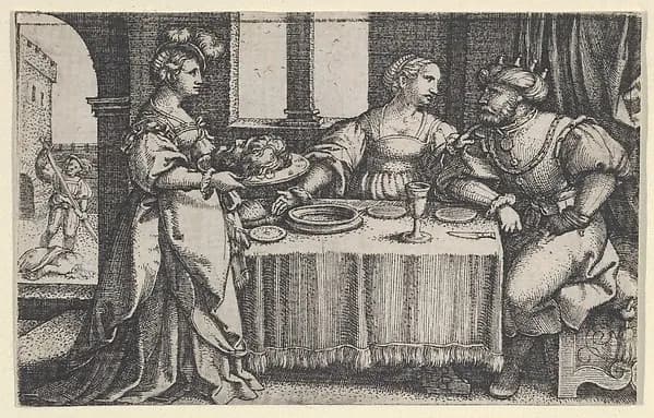 Salome with the Head of John the Baptist by Georg Pencz depicting Matthew 3