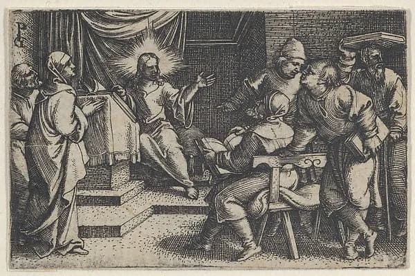 Christ with the Doctors in the Temple, from The Story of Christ by Georg Pencz depicting John 1