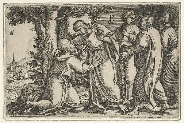 Christ Healing the Leper, from The Story of Christ by Georg Pencz depicting Matthew 9