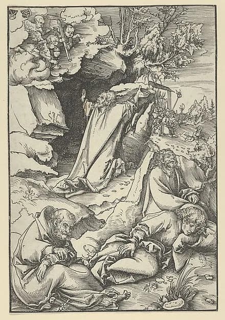 Christ on the Mount of Olives, from "The Passion" by Lucas Cranach the Elder depicting John 1