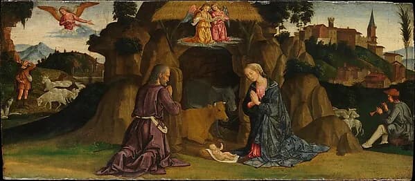 The Nativity by Antoniazzo Romano (Antonio di Benedetto Aquilio) depicting Luke 2