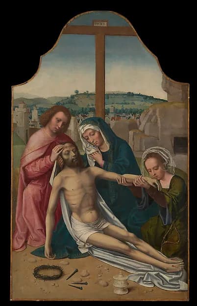 The Lamentation by Ambrosius Benson depicting Mark 15