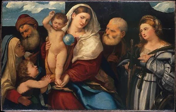 Madonna and Child with Saints by Bonifacio de' Pitati (Bonifacio Veronese) depicting Matthew 3