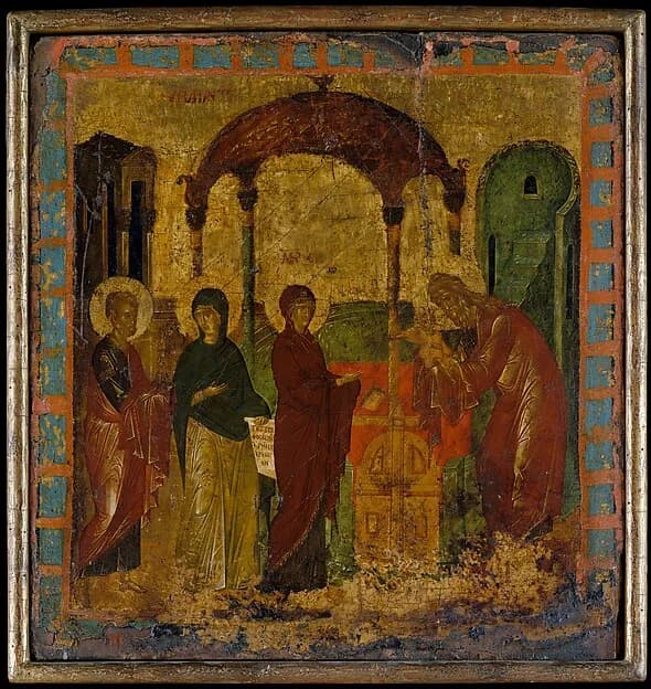The Presentation in the Temple by Byzantine Painter depicting Luke 2