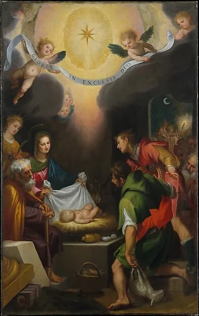 The Adoration of the Shepherds with Saint Catherine of Alexandria by Cigoli (Ludovico Cardi) depicting Luke 2